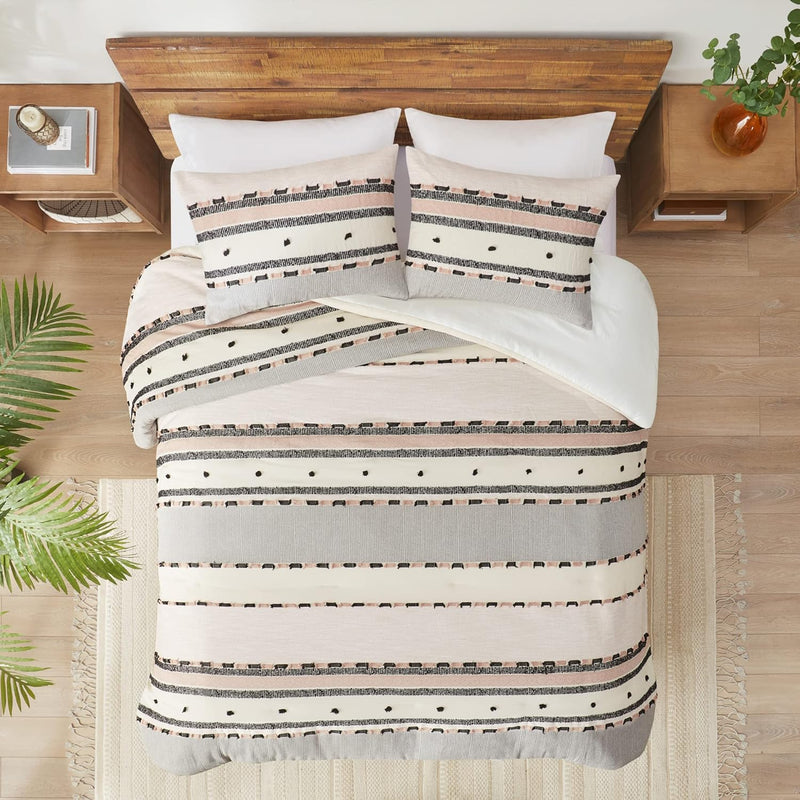 Boho Comforter Set King,Modern Farmhouse Tufted Bedding Sets, Cotton Top With