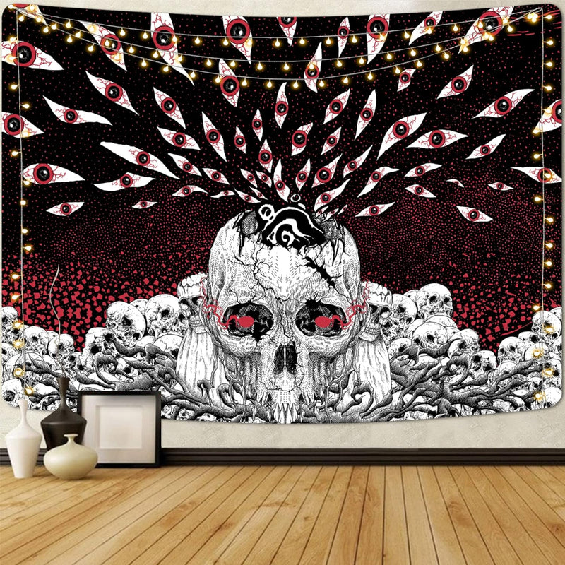 Skull Tapestry Mystical Eyes Tapestries Aesthetic Skeleton Tapestry Gothic Vin