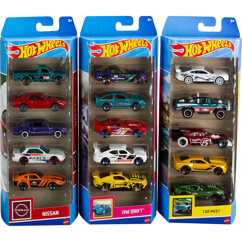 Hot Wheels Toy Cars or Trucks 5-Pack Bundle, 3-Themed Sets of 5 1:64 Scale