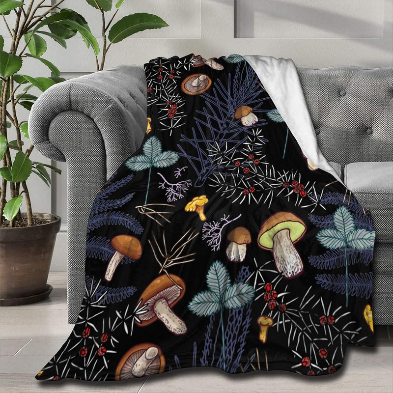 Dark Wild Forest Mushrooms Customized Blanket Soft And Lightweight Flannel Thr