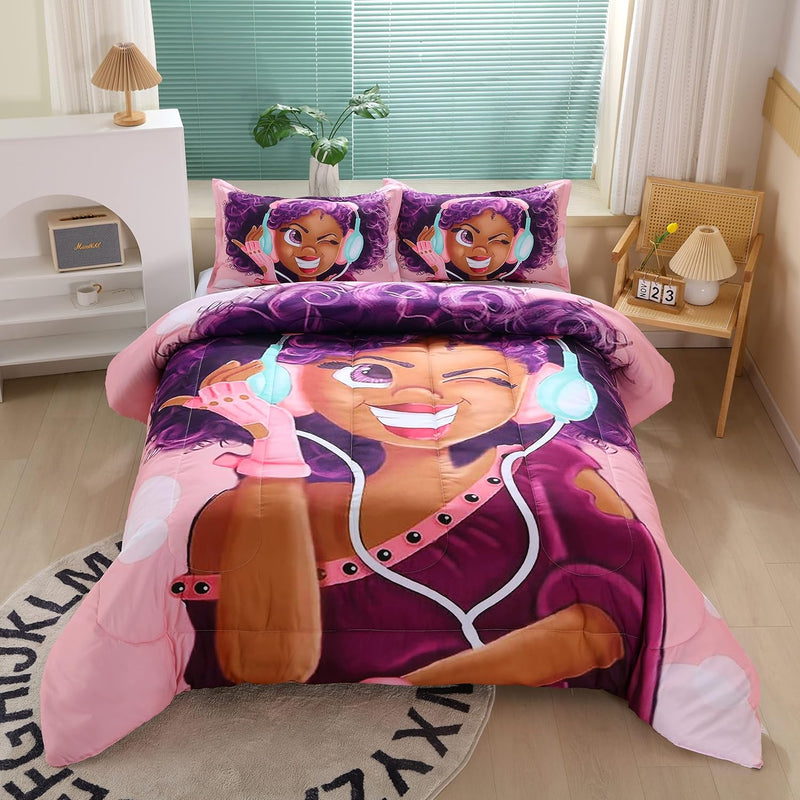 African American Black Girl Comforter Set For Kids And Adults, Queen Size Girl