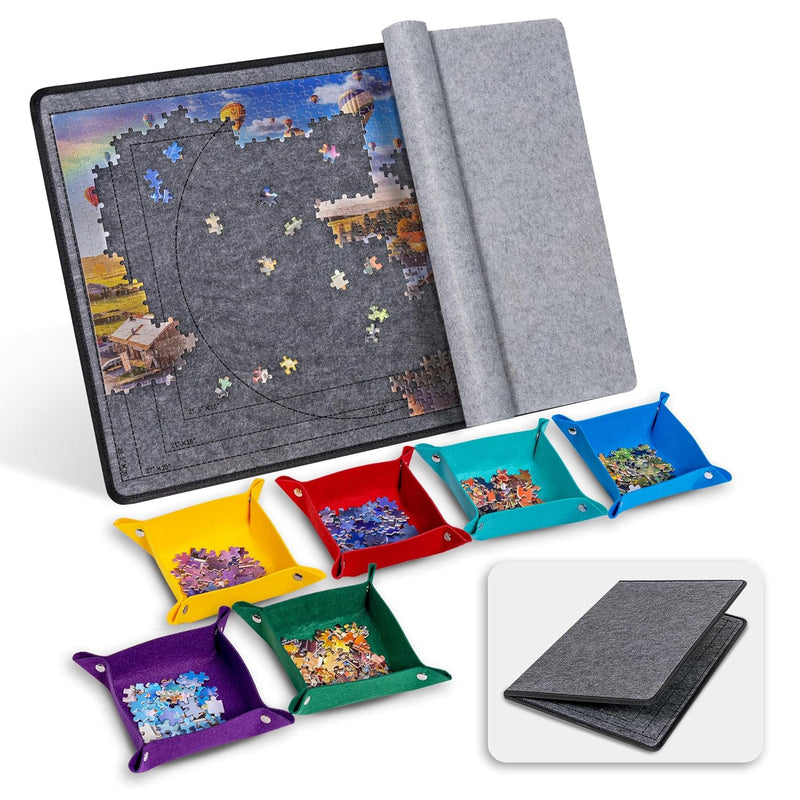 Becko US Jigsaw Puzzle Board with 6 Sorting Trays & Felt Cover, Foldable Pu