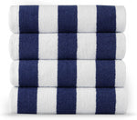 Beach Towel 4 Pack - Beach Towels Oversized, Cabana Stripe Large Beach Towel, Quick Dry Pool Towels, Beach Essentials for Women, Soft & Absorbent Oversized Beach Towel (36" x 72”) - Blue