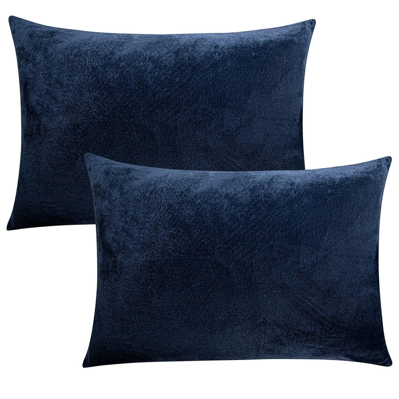 2 Pack Standard Zipped Velvet Pillowcases, Soft And Cozy Solid Decorative Pill