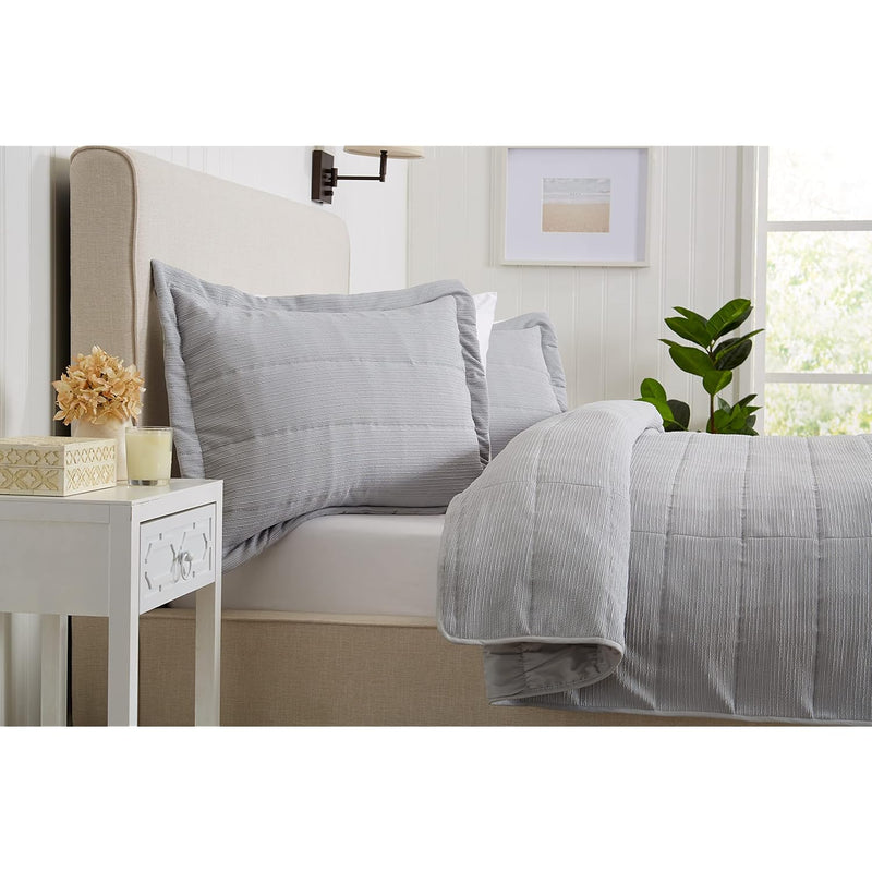 3-Piece Spandex Light Grey King Quilt Comforter With 2 Shams | All-Season, Coz