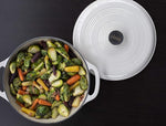 6 Quart Enameled Cast Iron Dutch Oven with Lid – Dual Handles – Oven Safe up to 500° F or on Stovetop - Use to Marinate, Cook, Bake, Refrigerate and Serve – Oyster White
