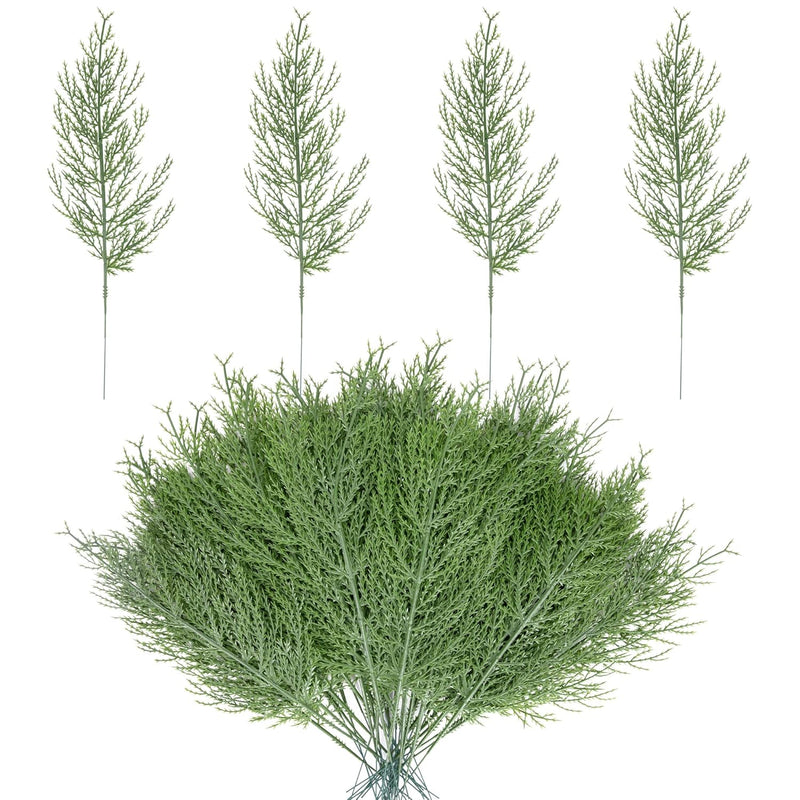 25 Pcs Artificial Pine Branches-13.7 Inches Fake Greenery Plants Pine Sprigs-F