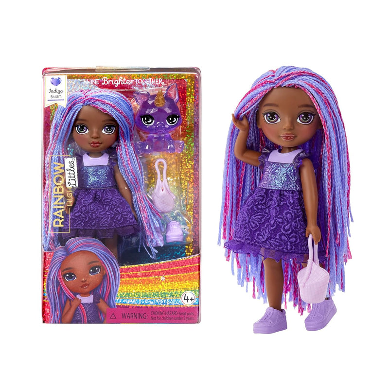 Littles Indigo Bailey, Purple 5.5" Posable Small Doll With Purse, Magical P
