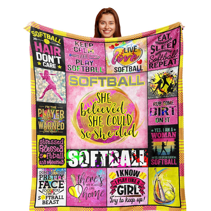 Softball Blanket Gifts, Softball Gifts For Girls, Softball Gifts For Team, Sof