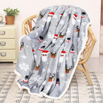 Christmas Sherpa Throw Blanket, Xmas Theme Throws, Plush Fleece Couch Blanket