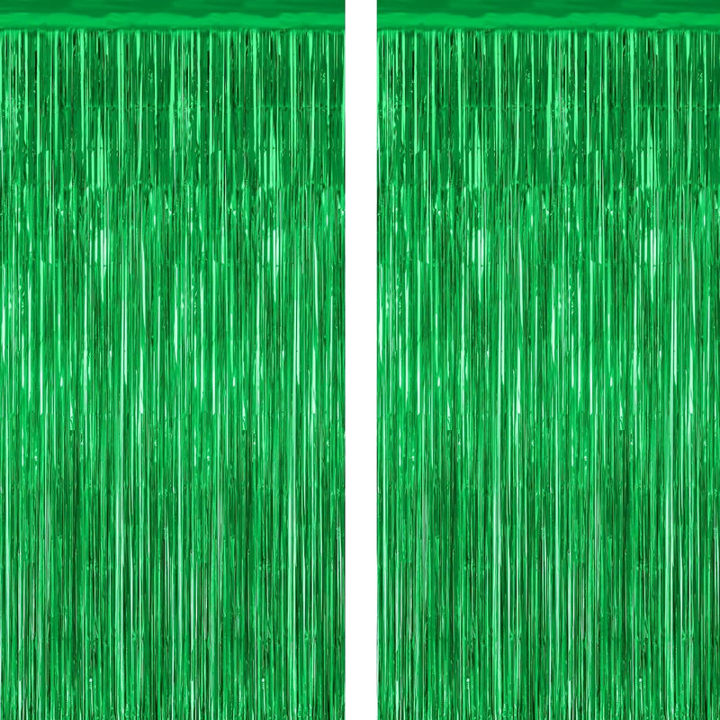 2 Pack Green Foil Curtain Backdrop Birthday Party Decorations Kit