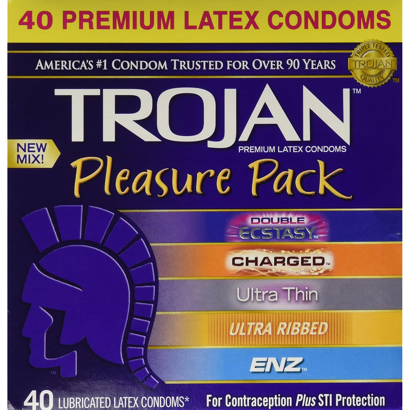 Pleasure Pack Lubricated Condoms Variety Pack (80 Condoms)