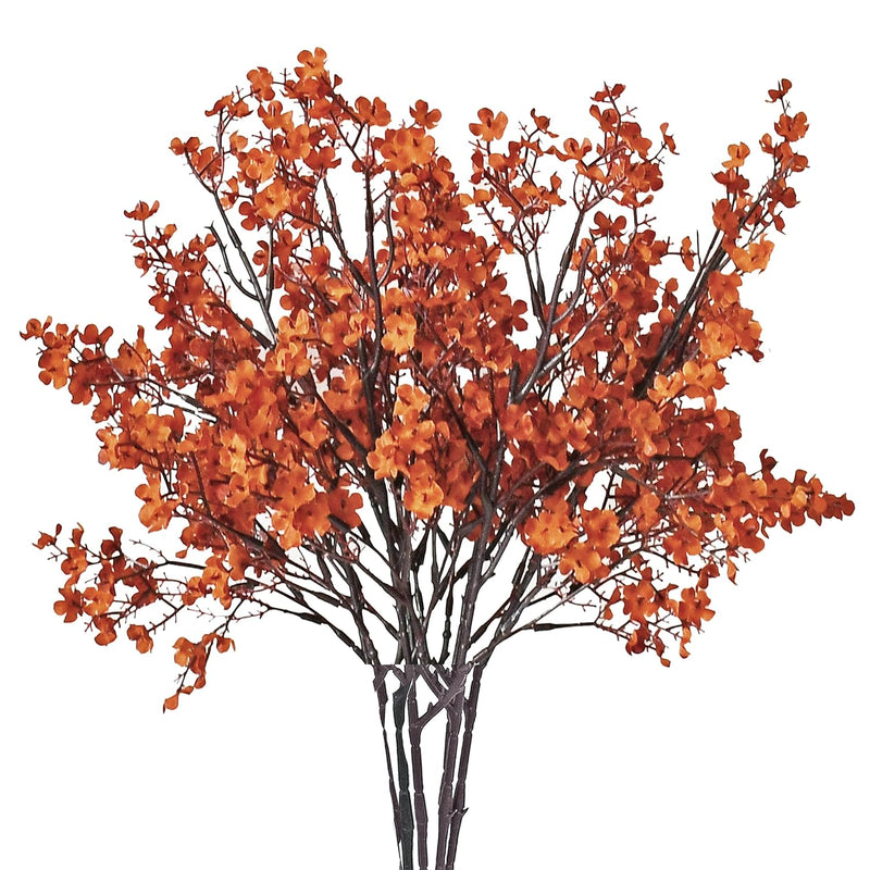 6 Bundles Burnt Orange Flowers Silk Babys Breath Artificial Flowers Fall Flowe