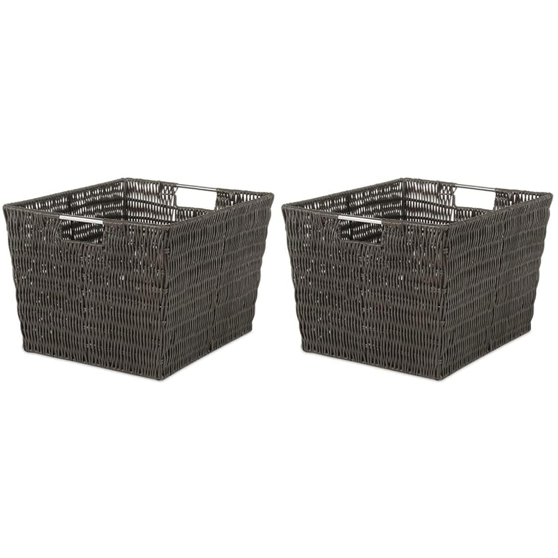 Rattique Storage Tote Basket - Espresso (Pack Of 2)