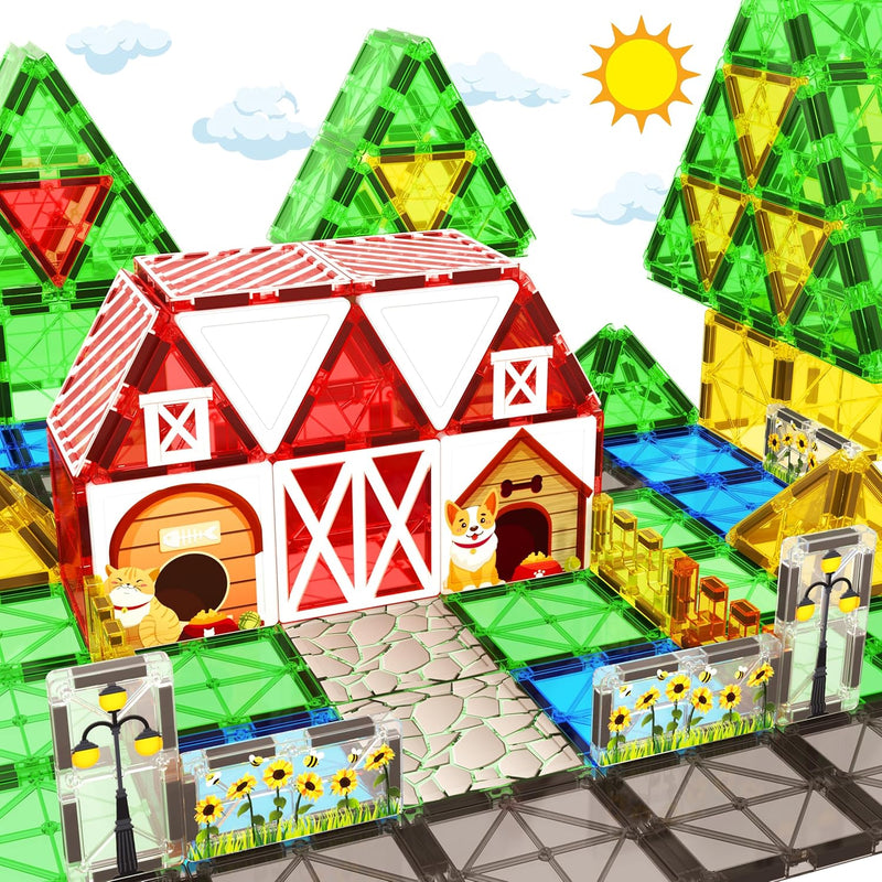 Magnetic Tiles Farm Animal Garden Toddler Toys Construction Set, Kids Magne