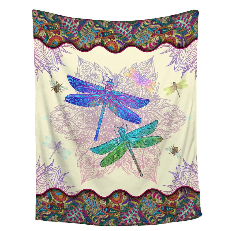 Boho Dragonfly Yellow Blanket Ultra Soft Cozy Dragonfly Gifts For Women Men Be
