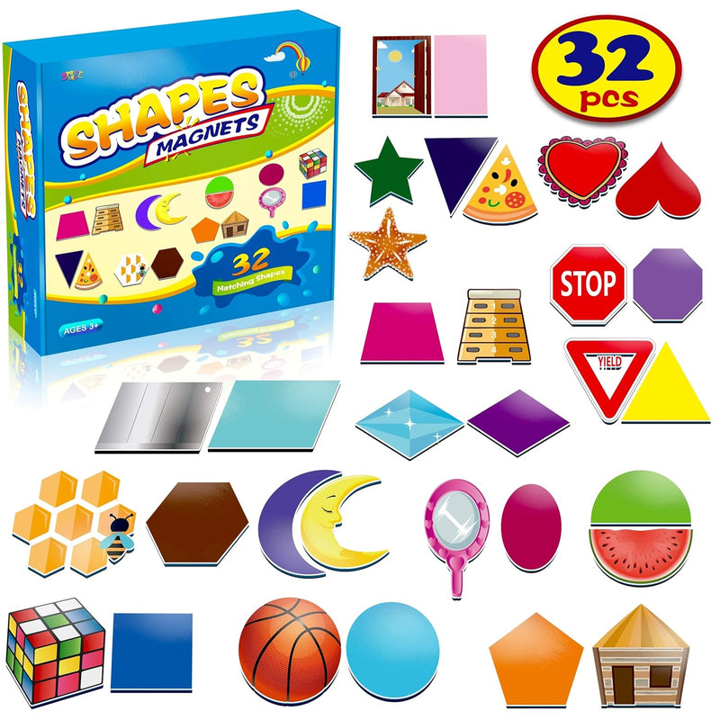 32 Shape and Color Magnets with Real World Objects for Comparison & Associa