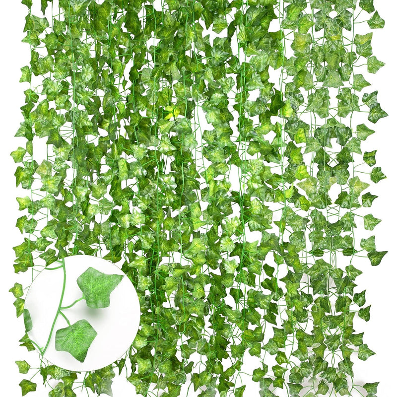 12 Pack 85Ft Artificial Ivy Garland, Fake Vines Uv Resistant Greenery Leaves F