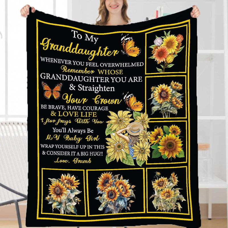 Sunflower To My Granddaughter Throw Blanket Granddaughter Gifts From Grandma B