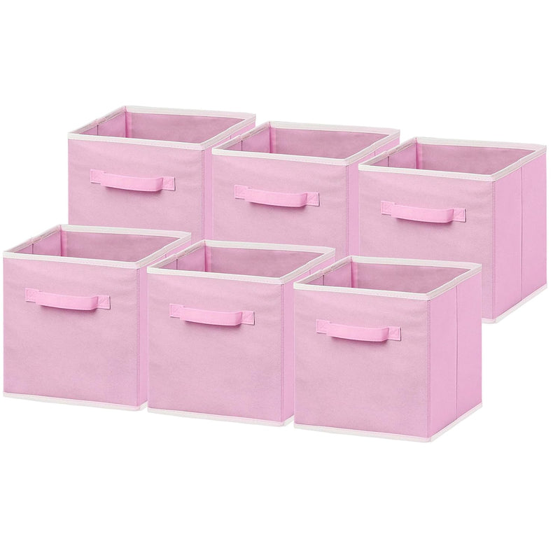 6 Pack - Simplehouseware Foldable Cloth Storage Cube Basket Bins Organizer, Pink