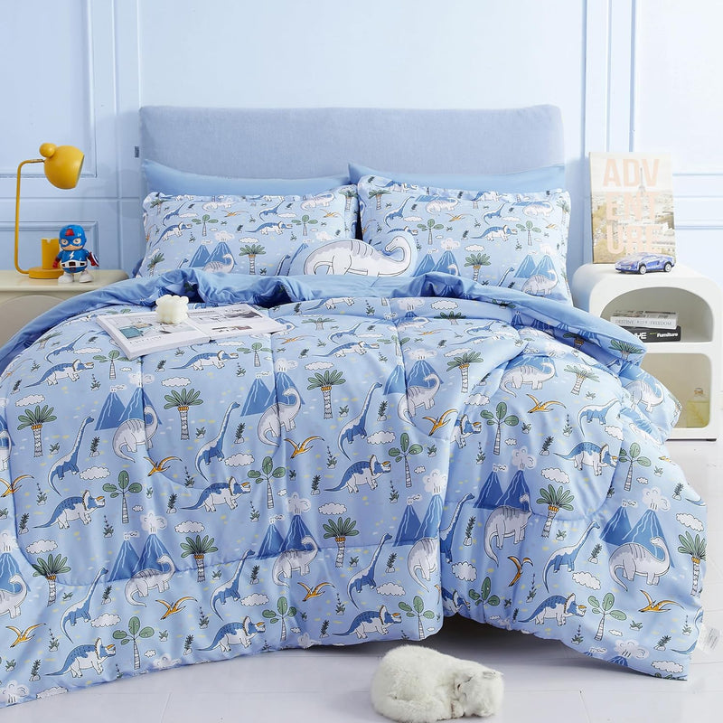 Kids Comforter Bed Set Twin Size For Boys, 6 Pieces Bed In A Bag With Shams, S