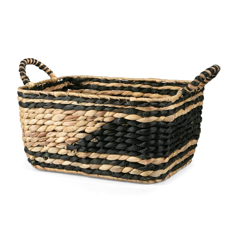 Large Black Wicker Water Hyacinth Storage Basket, Rectangular Guarantee