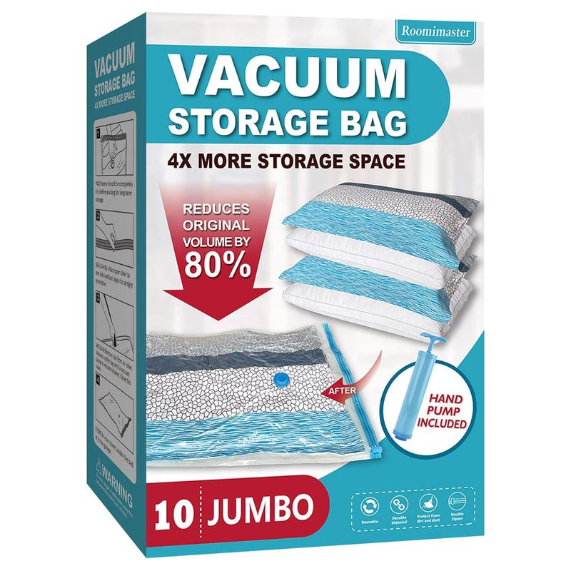Vacuum Storage Bags, 10 Jumbo Space Saver Bags Vacuum Seal Bags With Pump, Space