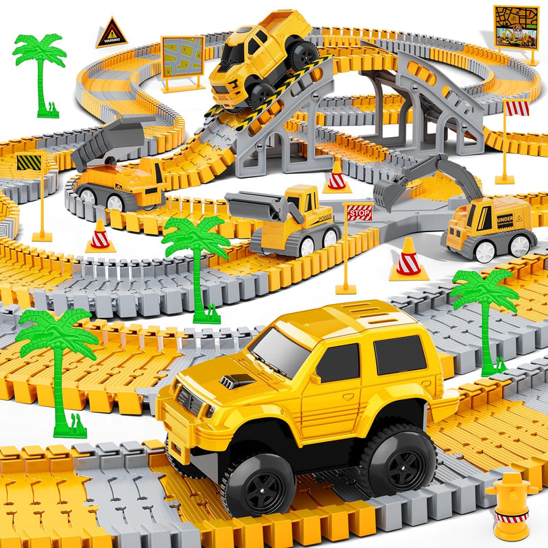 Kids Toys 253 Pcs Construction Race Tracks Toy For 3 4 5 6 7 8 Year Old Boy