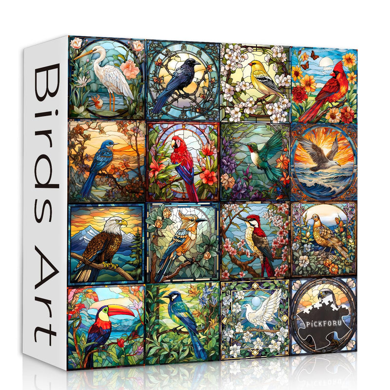 Stained Glass Puzzles For Adults 1000 Pieces, Bird Puzzles For Adults Flowe