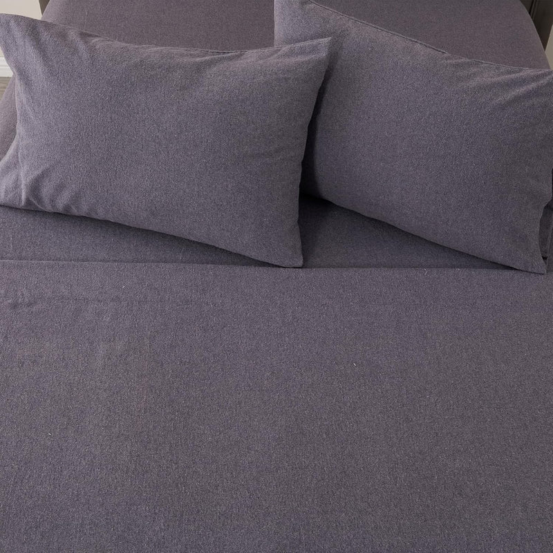 4 Piece Cotton Blend Queen Purple Flannel Sheet Set | Cotton Bedding Sheets &