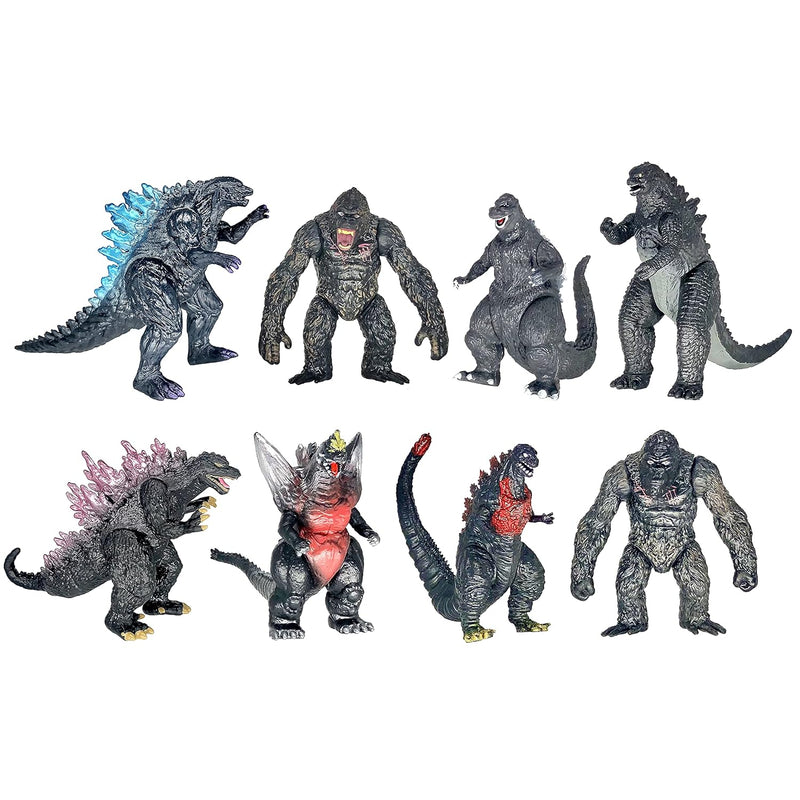 TwCare Set of 8 King Kong vs Godzilla Toys Movable Joint Action Figures Kin