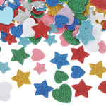 150 Pcs Glitter Foam Star & Heart Stickers, 3 Sizes, Self-Adhesive Craft Shapes