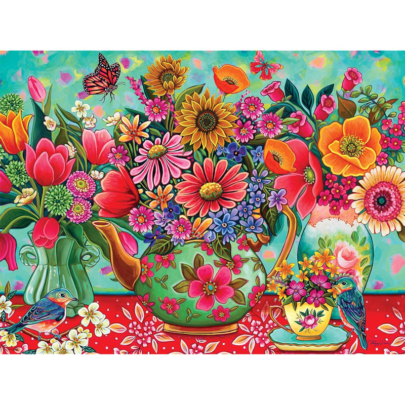 Ceaco - Peggy Davis - Colorful Garden Finds - 300 Oversized Piece Jigsaw Pu