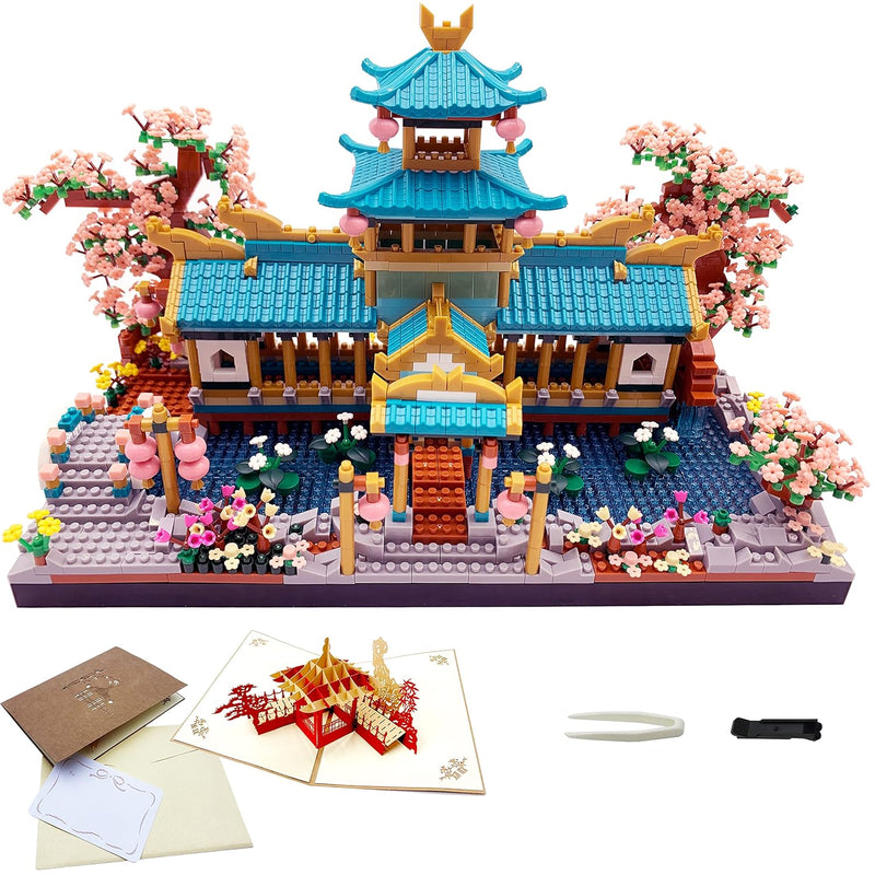 Micro Building Blocks Set?Chinese Suzhou Garden Architecture And Cherry Blo