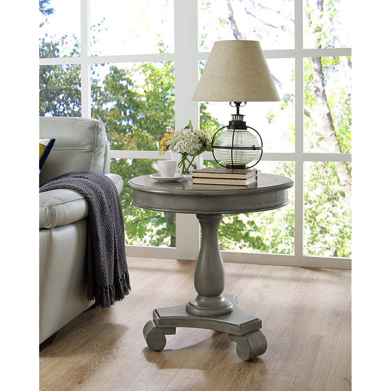 Rene Contemporary Wood Pedestal Side Table, Gray