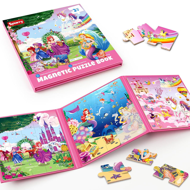 Unicorn Mermaid Princess Magnetic Puzzles For Toddlers 3 5 Girls, 20 Pieces