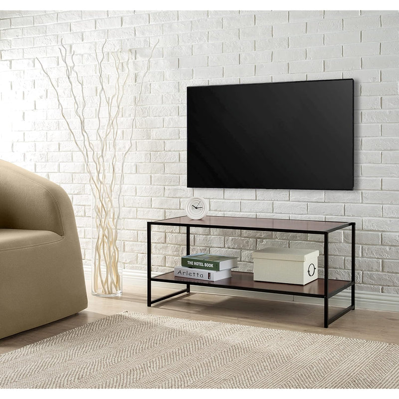 Garrison 40 Inch Black Metal Frame Media Stand / Tv Stand With Shelf / Easy As