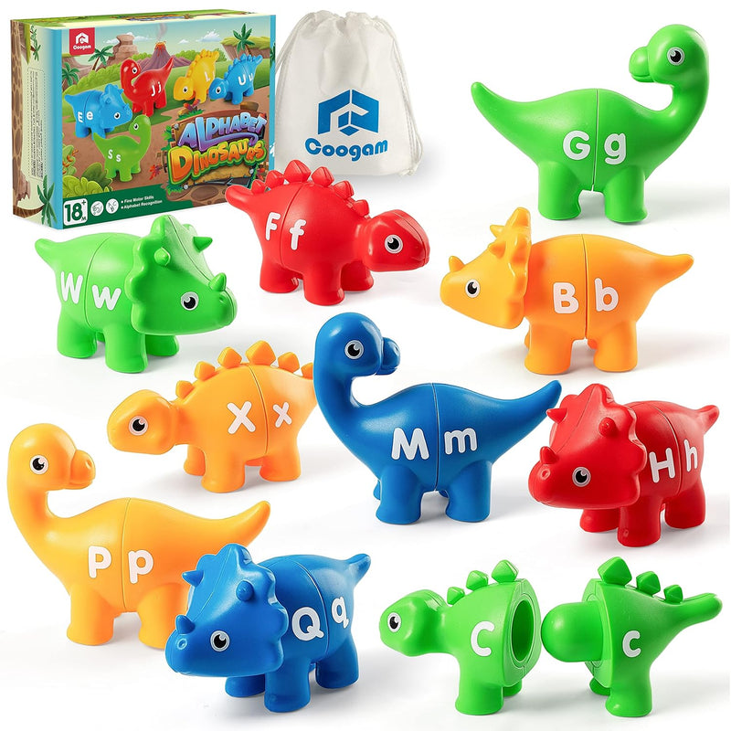 Coogam Matching Letters Fine Motor Toy, 26 PCS Double-Sided ABC Dinosaur Al