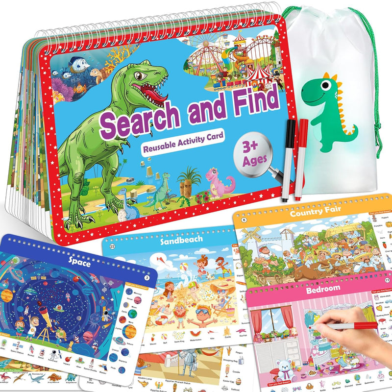 Search And Find Book For Kids Ages 4 6,3 8, Reusable Activity Mats With 2 D