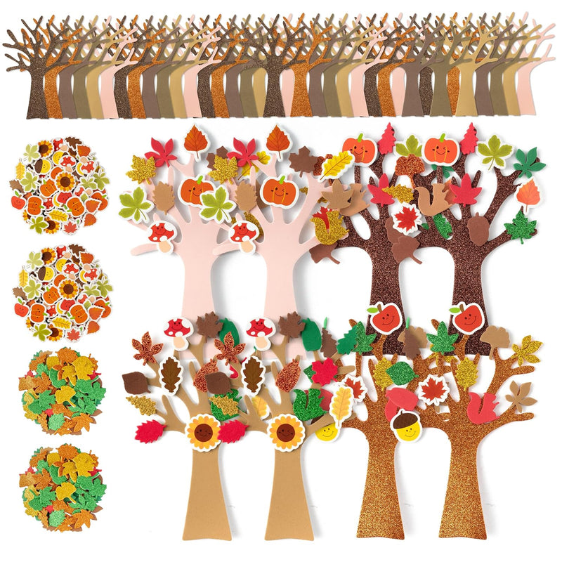 DIY Autumn Tree Sticker Kit with Foam Adhesive, 448 Pieces, Fall Decorations