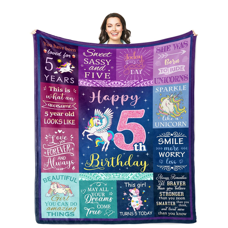 5 Year Old Girl Birthday Gift Ideas Blanket 50"X40", Birthday Gifts For 5 Year