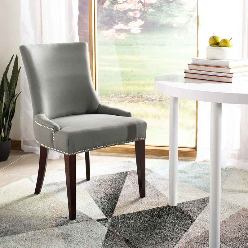 Mercer Collection Eva Linen Dining Chair With Trim Nail Head, Grey