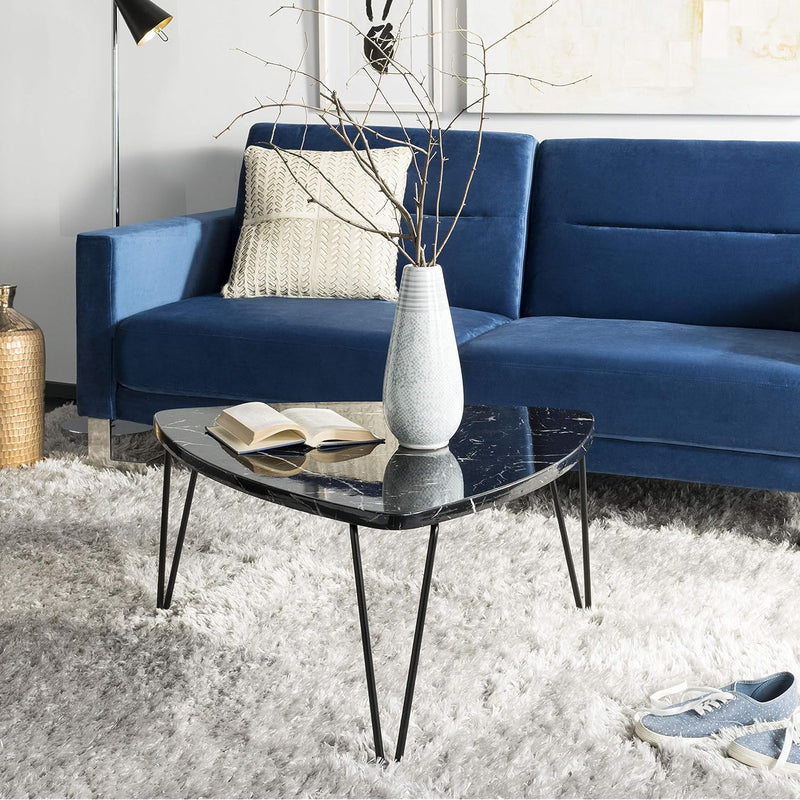 Home Jacky Black Faux Marble And Black Coffee Table