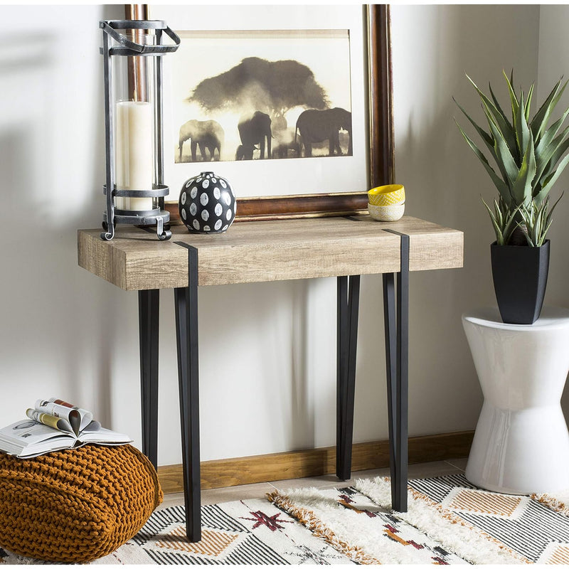 Home Alyssa Rustic Brown And Black Console Table