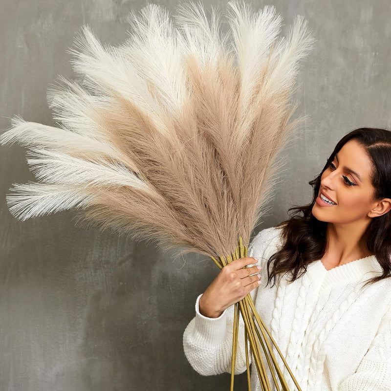 Faux Pampas Grass, 9 Pcs 37''/3.1Ft Tall Fluffy Fake Pompas Floral, Large Arti