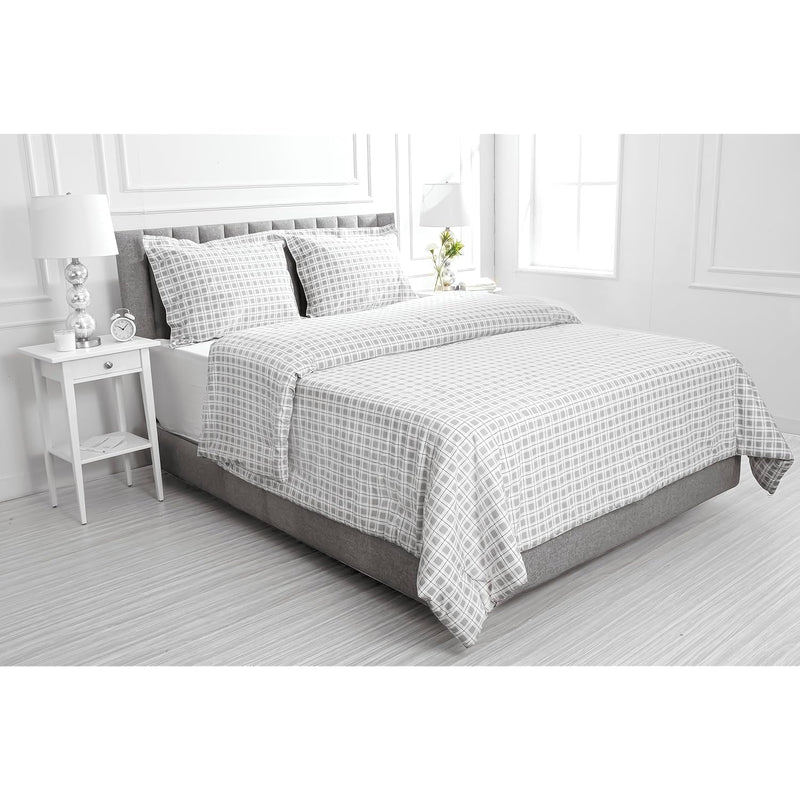 Percale Queen Size Printed Comforter Set, All-Season Washed Cotton Lyocell Dow