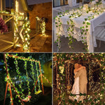 Solar Vine String Lights, 33ft 100 LED Solar String Lights, 8 Modes Artificial Ivy Leaf Solar Plant Vine Lights, Outdoor Ivy Fairy Lights for Outside Wedding Garden Fence Wall Hanging Decor