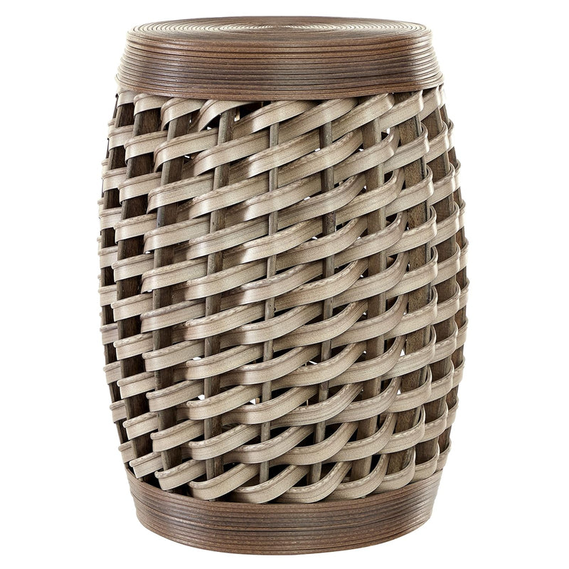 Eclectic Rattan Round Accent Table, Set Of 2 14"W, 19"H, Brown