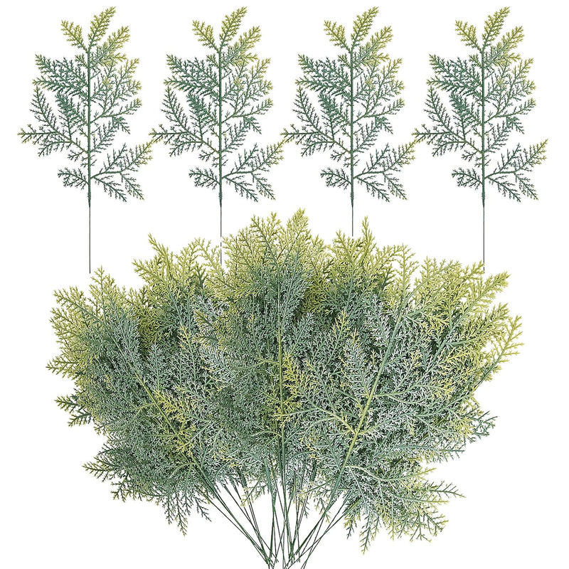 40 Pcs Artificial Pine Branches- 13.3" X 7" Christmas Faux Pine Needles Greene