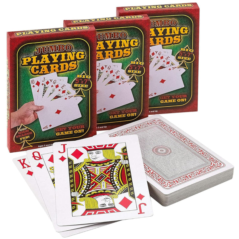 Jumbo Large Playing Cards - (3 Decks) Big 5 x 7 Inch Giant Deck of Cards Hu